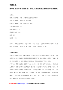 南宁东盟国际医药博览城--10亿打造亚洲最大的医药产业集群地（DOC 95页）