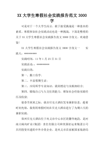 XX大学生寒假社会实践报告范文3000字