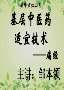 基层中医药适宜技术培训--痛经