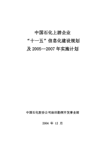 中石化油田信息化建设规划