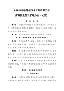 移动公司劳务派遣员工管理办法(试行)