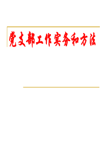 支部工作方法和实务