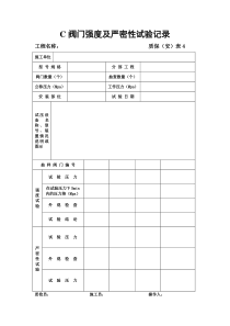 阀门强度及严密性试验记录