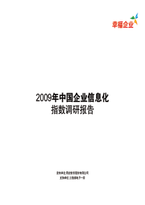 2009年中国企业信息化指数调研报告