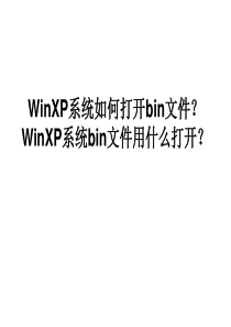 WinXP系统如何打开bin文件