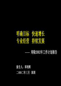 平安保险2002工作计划报告