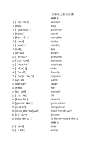 沪教牛津版7A至9B英语单词表