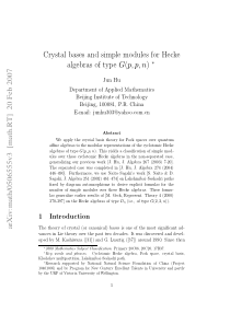 Crystal bases and simple modules for Hecke algebra