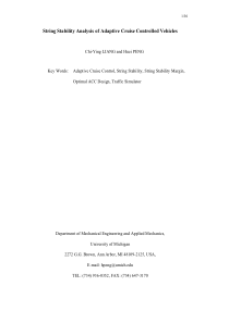 Key Words Adaptive Cruise Control, String Stabilit