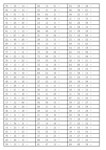 100以内连加连减混合10页每页99题
