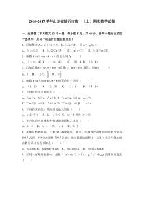 山东省临沂市2016-2017学年高一(上)期末数学试卷(解析版)