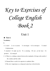 全新版大学英语综合教程(第二版)答案第二册课后练习答案