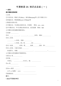 沪教版-牛津英语3A-知识点总结+习题