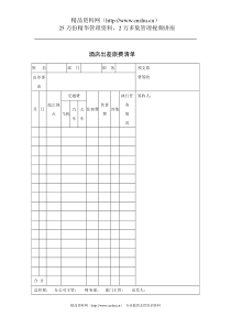 酒店出差旅费清单