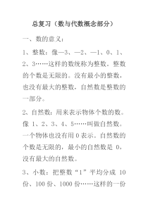 西师版小学数学六年级毕业总复习知识点