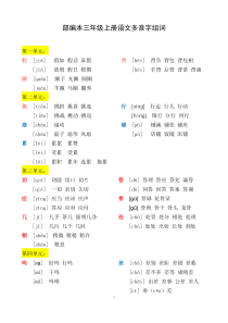 部编本三年级上册语文多音字组词