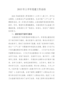 2015年上半年党建工作总结 - 副本