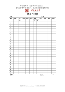 飞天大酒店酒水日报表