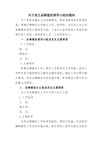 成立品牌建设领导小组