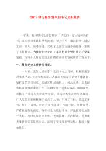 2019银行基层党支部书记述职报告