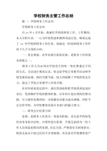 学校财务主管工作总结