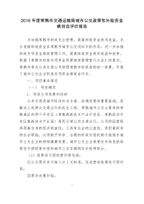 常熟交通运输局城公交政策性补贴资金绩效自评