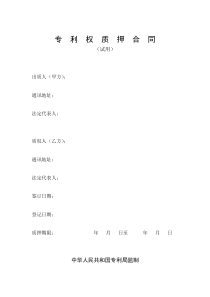 专利权质押合同(1)