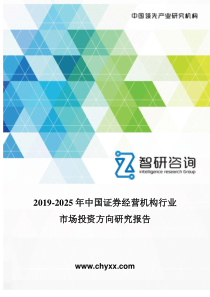 2019-2025年中国证券经营机构行业市场投资方向研究报告