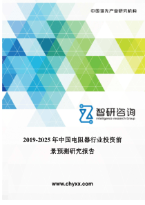 2019-2025年中国电阻器行业投资前景预测研究报告