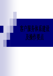 客户服务体系建设及操作要点最新