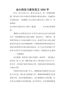 会计的实习报告范文3000字