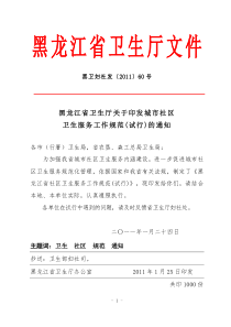 黑龙江省城市卫生服务工作规范(试行)