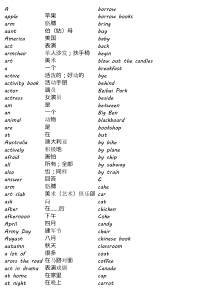 天津人教版小学英语词汇
