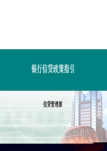 银行信贷管理部信贷政策指引