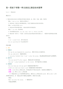 初一英语下学期一单元语法之情态动词荟萃