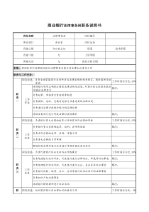 商业银行法律事务岗职务说明书
