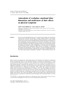 Antecedents of workplace emotional labor dimension