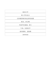 完善我国域名权法律的设想