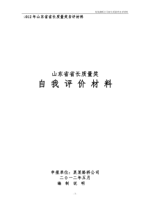 某某路桥公司省长质量奖自评报告