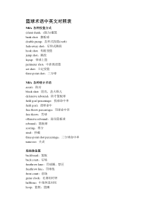 篮球术语中英文对照表