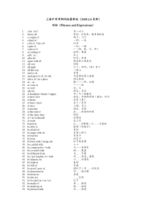 2017上海中考考纲词组最新版