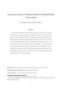 Convergence results of a minimax method for findin