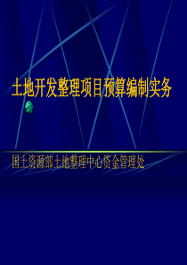 土地开发整理项目预算编制实务国土资源部土地整理中心资金