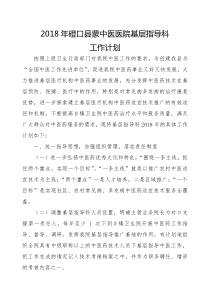 医院基层指导科工作计划(2018年度)
