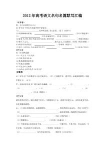2012年高考语文名句名篇默写汇编