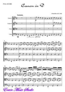 D大调卡农弦乐四重奏总谱Canon in D