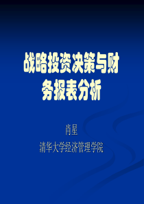 战略投资决策与财务报表分析(清华大学_肖星)