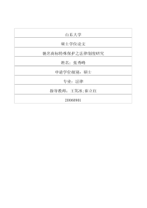 驰名商标特殊保护之法律制度研究