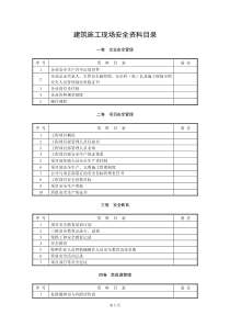 建筑施工现场安全资料目录