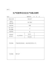 生产经营单位安全生产风险点清单